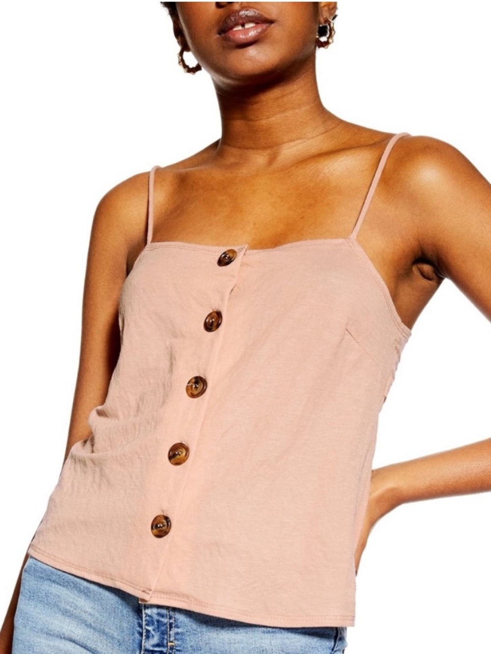 Asos Mauve Dusty Pink Button-Front Spaghetti Strap Cami Size 4